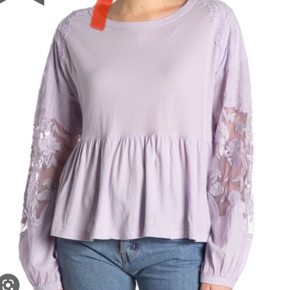 Free People Lilac Lace Penny Shirt small - Picture 3 of 9